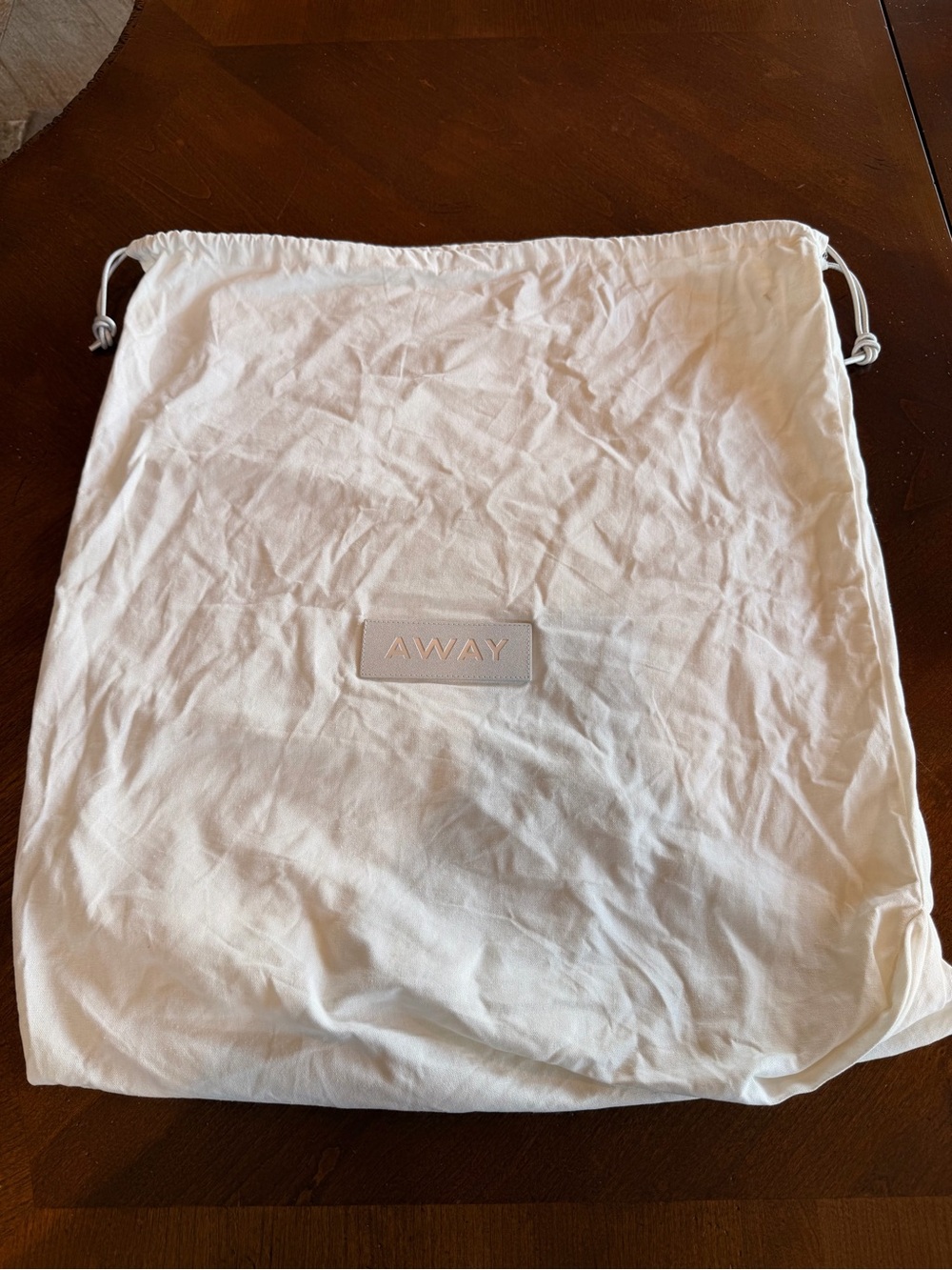 AWAY Cream Canvas Large Dust Bag 25”x22” Leather Logo Patch